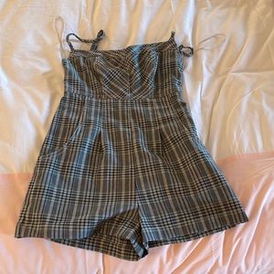 Urban Outfitters grey plaid romper size XS